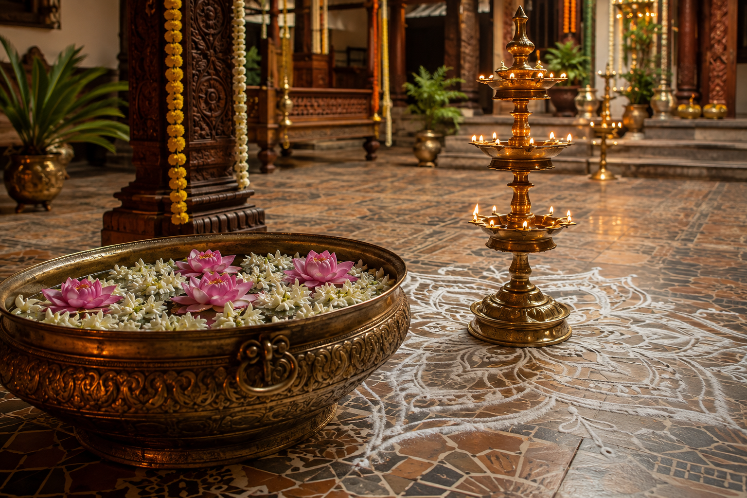 Courtyard Urli and Kolam Decor